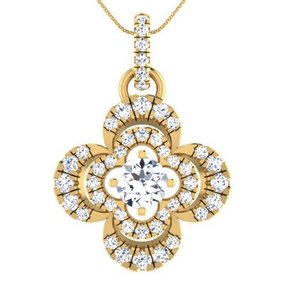 Evershine Clover Diamond Pendant In Pure Gold By Dhanji Jewels