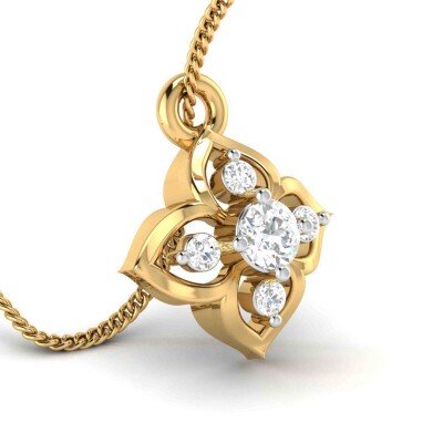 Four Petal Emblem Diamond Pendant In Pure Gold By Dhanji Jewels