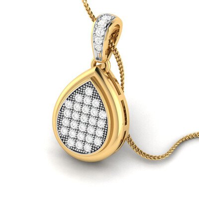 Drop Of Rain Diamond Pendant In Pure Gold By Dhanji Jewels