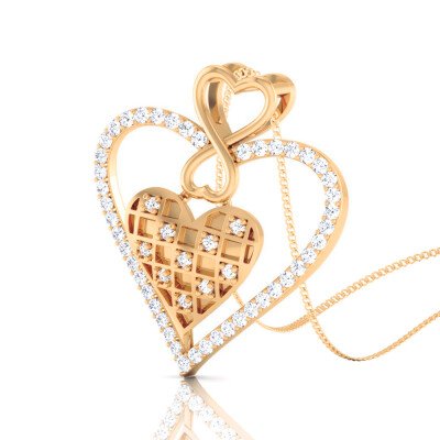 Sweet Heart Diamond Pendant In Pure Gold By Dhanji Jewels