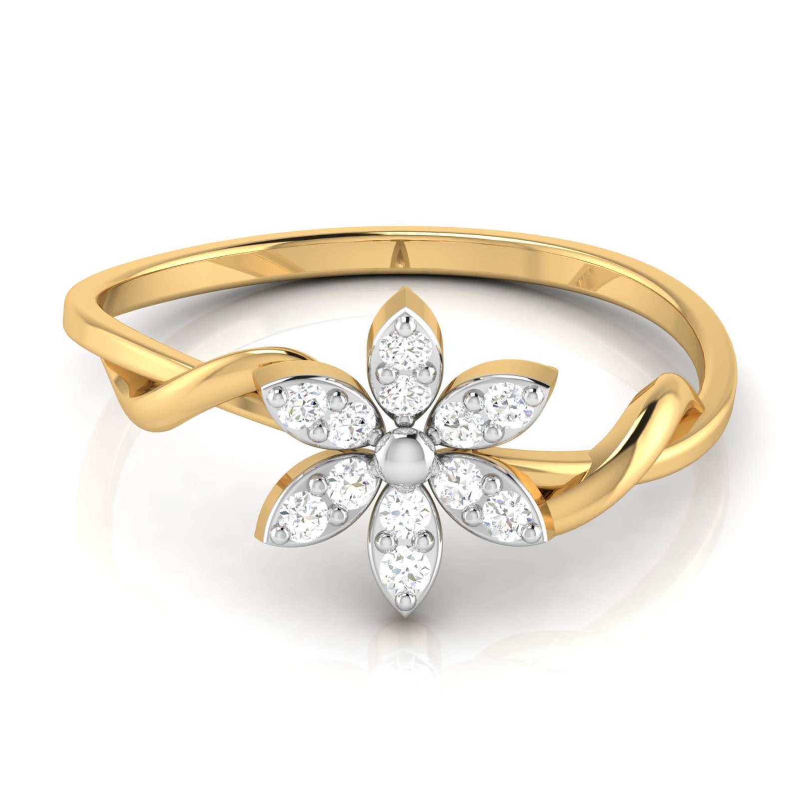 Bluebell Flower Diamond Ring In Pure Gold By Dhanji Jewels