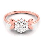 Four Petals Floral Cluster Diamond Ring In Pure Gold By Dhanji Jewels