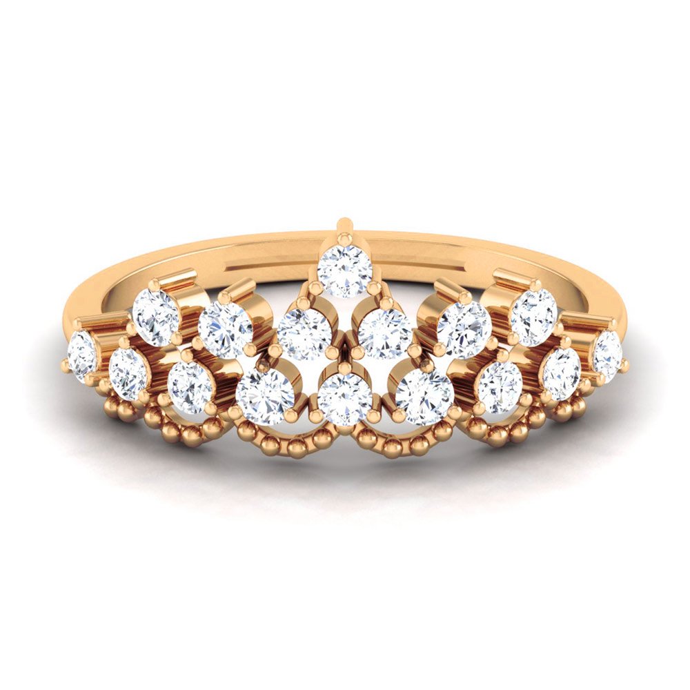 Queen's Crown Diamond Ring In Pure Gold By Dhanji Jewels