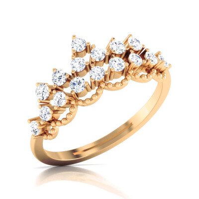 Queen's Crown Diamond Ring In Pure Gold By Dhanji Jewels