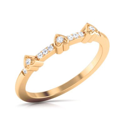 Tiny Hearts  Diamond Ring In Pure Gold By Dhanji Jewels